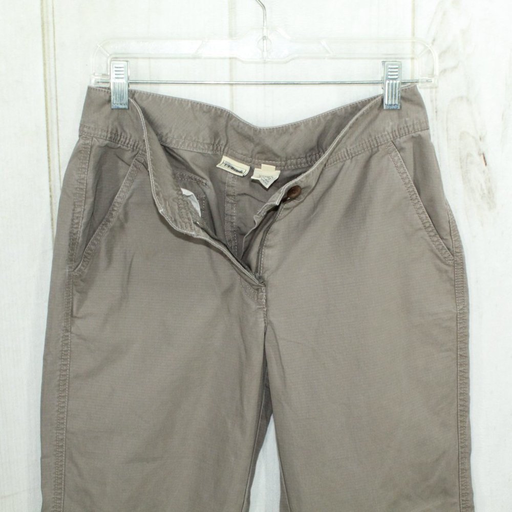 LL Bean Signature Green Cotton Wide Leg Ankle-Length Utility Pants Size 4 - Picture 5 of 10